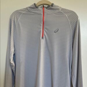 Asics Men's Light Gray Striped Longsleeve Running Shirt